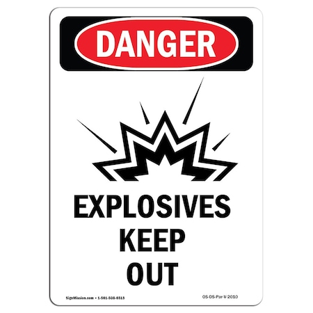 Signmission Safety Sign, OSHA Danger, 18" Height, Rigid Plastic, Portrait, P-1218-V-2010 OS-DS-P-1218-V-2010